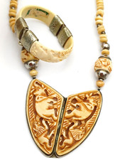 PARURE COLLANA OSSO CON BRACCIALE - ELEFANTI
