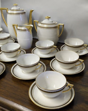 T.L.B. Set caffè/tè Limoges - 14 pezzi porcellana francese - bordo oro - ottime condizioni