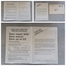 Original Sinclair Computer Protection Plan Warranty Sinclair ZX Spectrum +2 128k