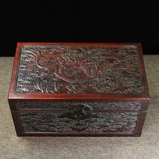 16" Seltene China Mahagoni Schnitzen Dynastie Palast Drachenkasten Kasten Truhe