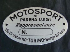 TARGHETTA ORIGINALE MOTOSPORT AGENZIA MOTO VINTAGE PARENA TORINO