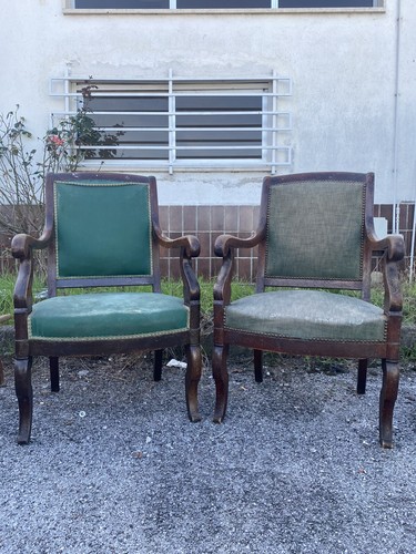 Coppia poltrone impero mogano - poltrone,