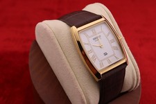 Orologio elegante vintage uomo Seiko quarzo canna-serbatoio quadrante bianco, pelle marrone scuro
