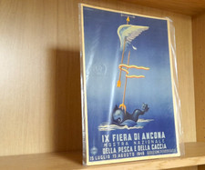 MANIFESTO AFFICHE IX FIERA DI ANCONA PESCA E CACCIA 1949 _ originale d'epoca