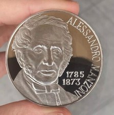 ALESSANDRO MANZONI MEDAGLIA 1873 CENTENARIO MORTE ARGENTO SILVER PROOF UNC