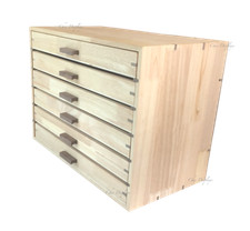 Cassettiera in legno massello 6 cassetti vassoio porta attrezzi in legno