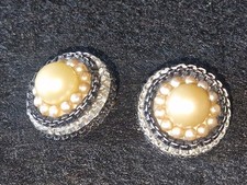 Antichi Orecchini a Clip Stile Chanel Gioielli Bigiotteria Vintage Old Earrings 