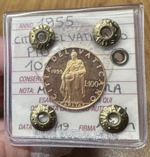 MONETA ORO CITTÀ DEL VATICANO PIO XII 100 LIRE 1955 MOLTO RARA sigillata FDC