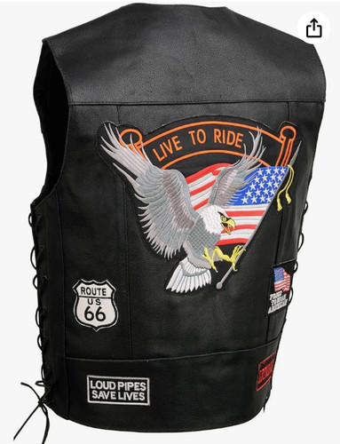 Gilet motociclista pelle - gilet,