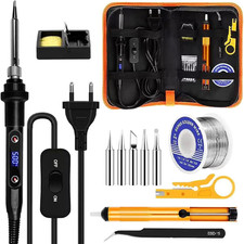 Saldatore a Stagno Kit 80W Professionale Con LCD, Interruttore On/Off,Temperatur