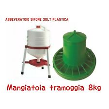 MANGIATOIA PER GALLINE E POLLI A TRAMOGGIA ANTISPRECO 8KG + ABBEVERATOIO 30LT