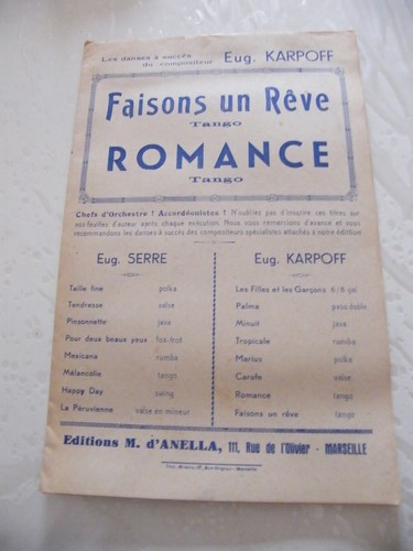 Spartito fare rêve tango - rêve,