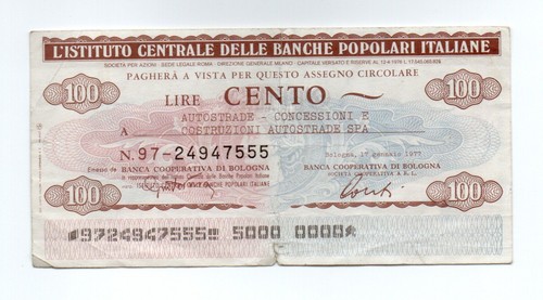 Miniassegno 100 lire 1977 - 100,