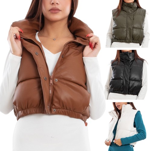 Piumino crop donna smanicato