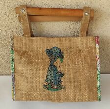 HOLLY HOBBIE BORSA TESSUTO GREZZO NEW VINTAGE MANICO IN LEGNO 
