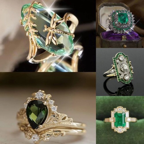 Anelli verdi eleganti argento