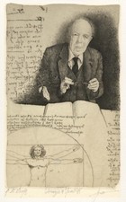 LIVIO CESCHIN  "  OMAGGIO A GOMBICH- 1998" Acquaforte con fondino. GRAFICA