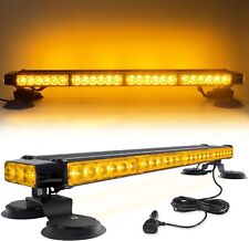 BARRA LAMPEGGIANTE STROBO GIALLO LED 12-24V BASE MAGNETICA EMERGENZA 56LED