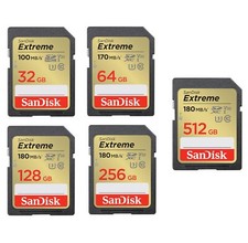SanDisk Extreme SDXC 32-512GB 180MB/s V30 UHS-I Scheda Memoria 4K