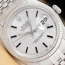 Rolex Uomo Datejust 18K Oro Acciaio Inox Quadrante Argento Orologio Con/Jubilee