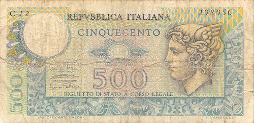 Banconota italia 500 lire - italia,