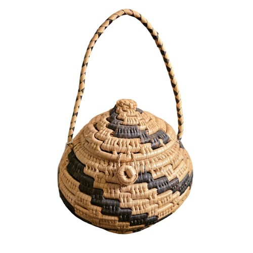 Sweetgrass basket tan black - basket,