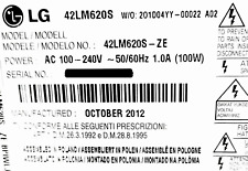 RICAMBI PER TV LG 42LM620S