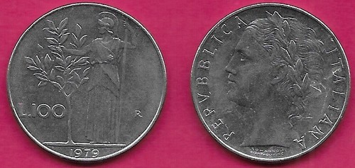 Italia 100 lire 1979 - lire, dea