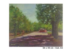 QUADRO OLIO FIRMATO BERT PAESAGGIO PARCO DI PIACENZA DIPINTO DATATO 1978 X2