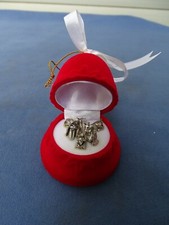 2 PEZZI PRESEPE MINIATURA METALLO ARG. ENTRO CAMPANELLA ROSSA-ANCHE PER ALBERO