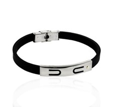 Bracciale in caucciu' nero con