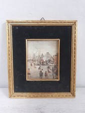 SCENA DI PAESE IN PICCOLO QUADRETTO IN CORNICE CON QUALCHE DIFETTO COME DA FOTO