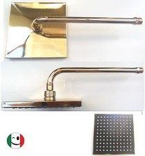 BRACCIO DOCCIA "SQUARE" SOFFIONE 200x200 mm. DORATO - BAGNO ORO 24KT