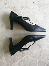 Scarpe a T Mary Jane tg. 42 décolleté tacco punta quadrata pelle vera Charme