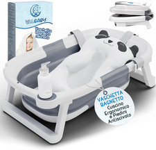 Vaschetta Bagnetto Neonato Pieghevole 0-3 Anni Con Cuscino Antiscivolo Ergonomic