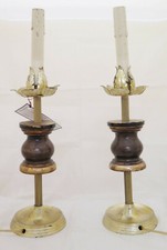 COPPIA DI LAMPADE DA TAVOLO SCRIVANIA ANTICHE META' NOVECENTO ABAT JOUR CH3