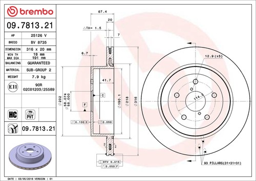 Brembo 7813 discofreno - 09.7813.21,