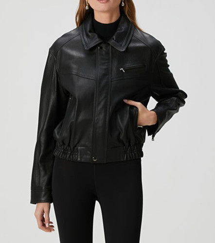 Giacca donna pelle nera - , bomber
