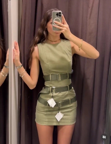 Abito cerato con cintura - , zara