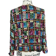 Vintage Leslie Fay L Silk Sequin Jacket