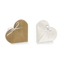Scatoline per bomboniere a cuore 65x15mm, Scatoline porta confetti in carta 10pz