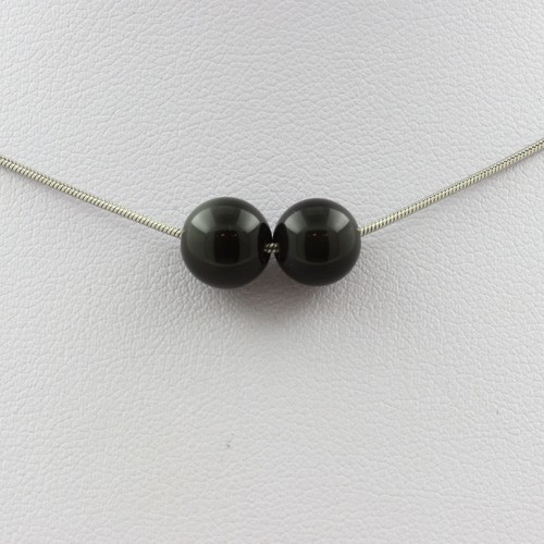 Collana perle ossidiana nera - collana,