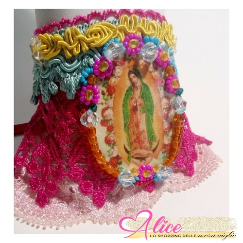 Polsino bracciale pizzo rosa - bracciale,