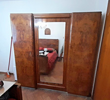 Armadio guardaroba  art deco  in noce e radica da restaurare anno 1930-40