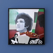 Dipinto a mano di Lucio Battisti su tela 80x80cm & poster