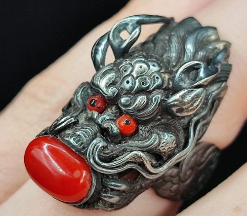 Anello vintage argento - , drago