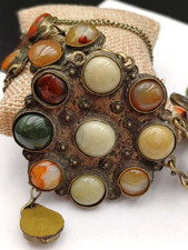 COLLANA PIETRE NATURALI , ETNICA DA RECUPERO - METALLO INDIANO