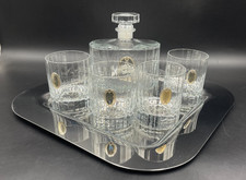 Set bottiglia whisky 4 bicchiere calice cristallo molato placche argento vintage