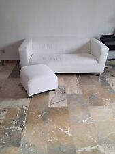 divano 3 posti e pouf,colore bianco sfiderabili