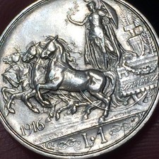 REGNO ITALIA 1 LIRA 1916 R VITTORIO EMANUELE III ARGENTO RARA 